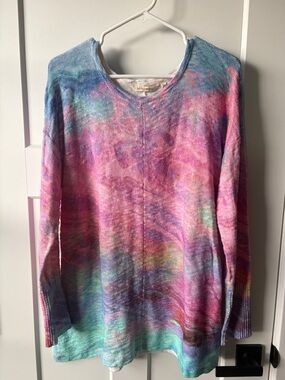 Soft Surroundings ‘Lenore’ Multicolor Knit Long Sleeve Tie Dye Sweater Large